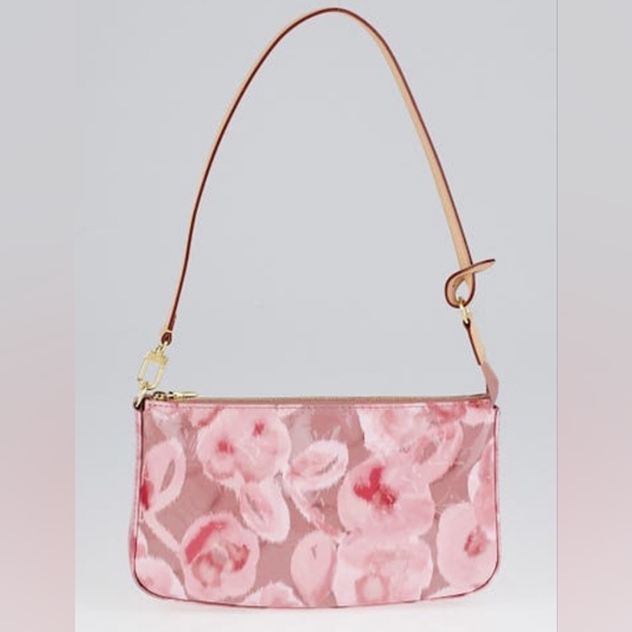SOLD LOUIS VUITTON Limited Edition Rose Velours Monogram Vernis Ikat Pochette - Picture 1 of 6